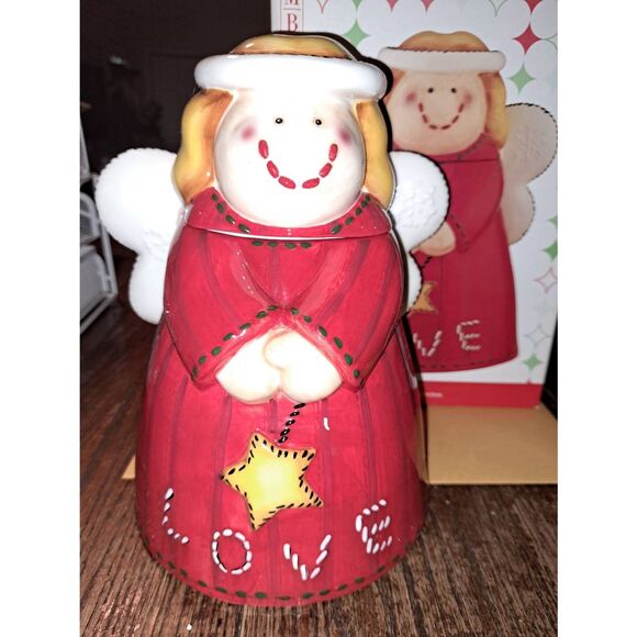 Vintage 2003 Atico Mary Bright Holiday Home Hand-Painted Angel Cookie Jar 10" - Picture 2 of 9